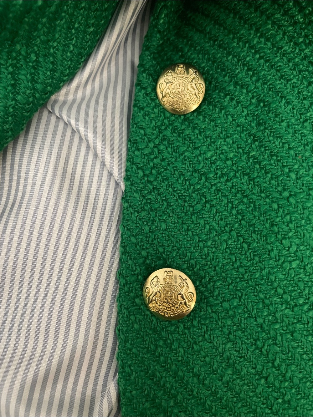 J. Crew Emerald Green Tweed Schoolboy Blazer with Gold Buttons - Picture 2 of 5